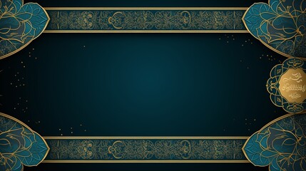 An artistic Eid greeting card, adorned with a border of intricate Islamic patterns, leaving a central blank area for text.