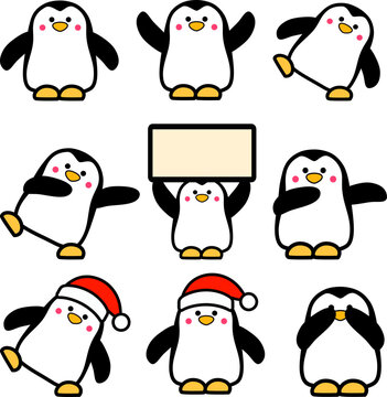 set of penguins cartoon