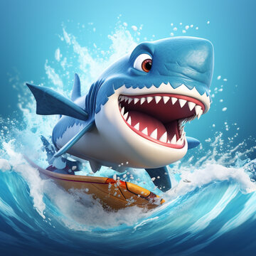 shark fish cartoon background portrait illustration