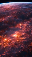 Fototapeta premium huge backlit planet over deep sea at night, photorealistic , highly detailed, breathtaking