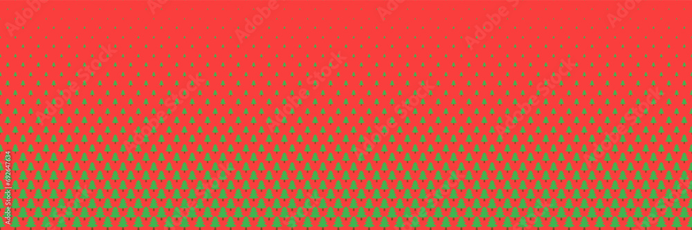 Poster horizontal halftone of green christmas tree on red design for pattern and background.