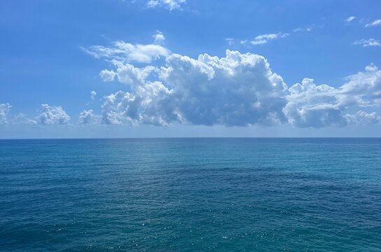 Blue sea sky and clouds 