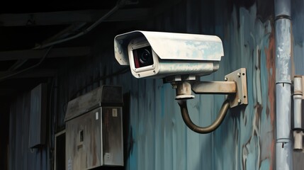 Cctv security camera made with Ai generative technology, property is fictional