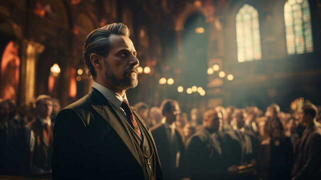 Politician giving a speech.