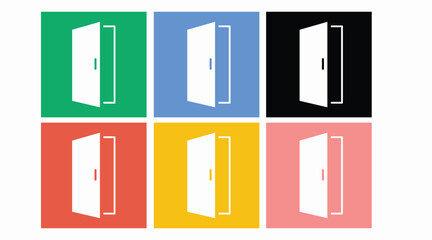 Door icon set. Vector flat editable set of color door signs