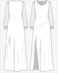 SHIMMER MAXI DRESS LONG DRESS WITH FRONT SLIT DETAIL PARTY DRESS DESIGNED FOR WOMEN AND TEEN GIRLS IN  VECTOR ILLUSTRATION FILE - obrazy, fototapety, plakaty