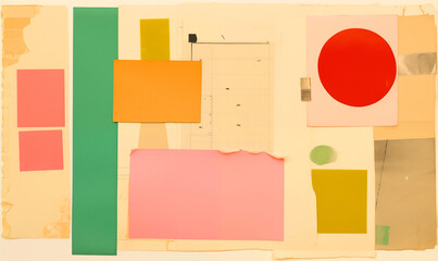 colorful background abstraction (mixed media collage, paper and lithography)