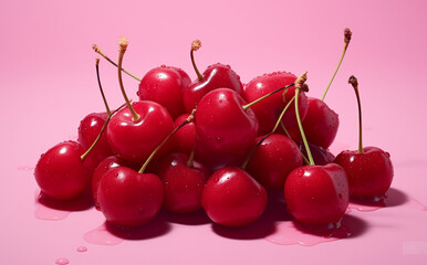 Red cherries on a pink background 3_9