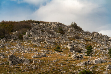 View of the summit of Malic mountain in the Croatian Mountains.