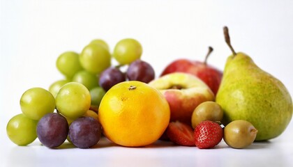 Ripe fruits isolated on white background. 
