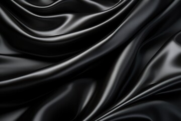 Fototapeta premium Black silk fabric background. Generative AI