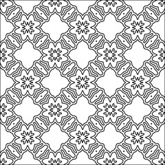 Figures from lines.Black pattern on white wallpaper for web page, textures, card, poster, fabric, textile. Abstract background.Repeating background image.White texture. Lines form shapes.