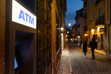 ATM machine at night street