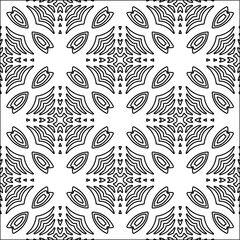 Figures from lines.Black pattern on white wallpaper for web page, textures, card, poster, fabric, textile. Abstract background.Repeating background image.White texture. Lines form shapes.