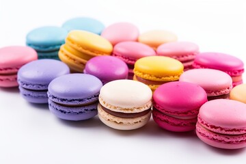 Fototapeta na wymiar Colorful macarons dessert on white background