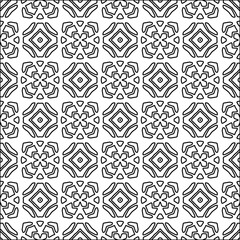 Figures from lines.Black pattern on white wallpaper for web page, textures, card, poster, fabric, textile. Abstract background.Repeating background image.White texture. Lines form shapes.