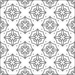 Figures from lines.Black pattern on white wallpaper for web page, textures, card, poster, fabric, textile. Abstract background.Repeating background image.White texture. Lines form shapes.