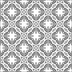 Figures from lines.Black pattern on white wallpaper for web page, textures, card, poster, fabric, textile. Abstract background.Repeating background image.White texture. Lines form shapes.