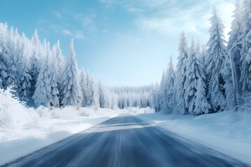 Fototapeta na wymiar Winter season beautiful Picture Landscape with snow - Ai Generated