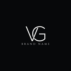 V G VG White Letter monogram Logo Design with Black Background.