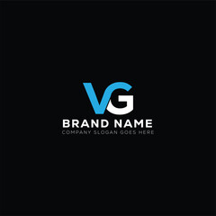 V G VG White Letter monogram Logo Design with Black Background.