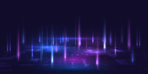 Futuristic digital technology abstract background. Modern virtual world simulation, fast internet network and big data connection. Pattern for banner or poster design. Vector eps10.