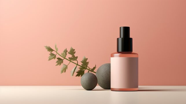 A beautifully composed image of a pristine cosmetic bottle mockup, highlighting its elegant design and the potential for self-expression through makeup.