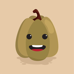 Cute happy pumpkin autumn character Vector