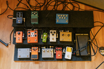 Professional pedal board placed on floor