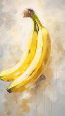 banana fruit white background portrait illustration