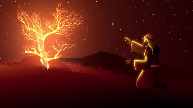 Biblical motion graphic series, Moses and the burning bush