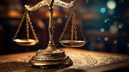 Legal law concept image, extreme close up of scales symbol of Justice - obrazy, fototapety, plakaty