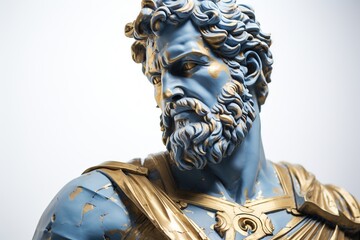 Abstract ancient roman, greek stoic person, marble, stone sculpture, bust, statue. Modern stoicism. Great for fitness or stoic quotes.