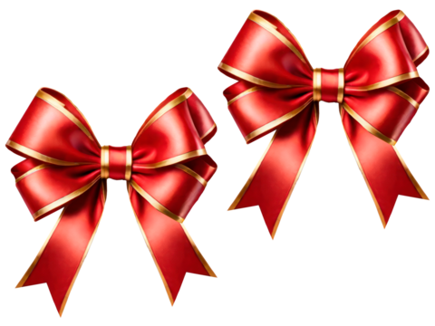 red and gold bow isolated no background png