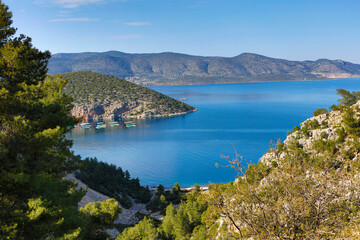 Greece seascape in the evening of a sunny summer day