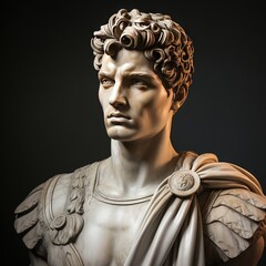 Abstract ancient roman, greek stoic person with a muscular body, marble sculpture, bust, statue. Modern stoicism.