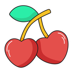 Cute cherries cartoon icon.