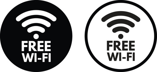 Wi fi zone sign . Free wifi icon set in two styles isolated on white background . Wireless hotspot network sign  - obrazy, fototapety, plakaty