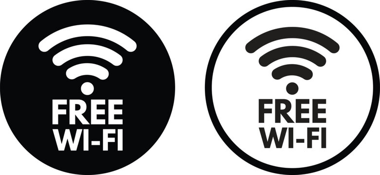 Wi fi zone sign . Free wifi icon set in two styles isolated on white background . Wireless hotspot network sign 