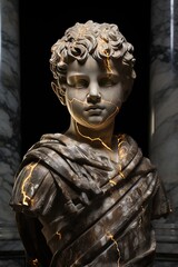 Fototapeta na wymiar Abstract ancient roman, greek stoic person, marble sculpture, bust, statue. Modern stoicism.