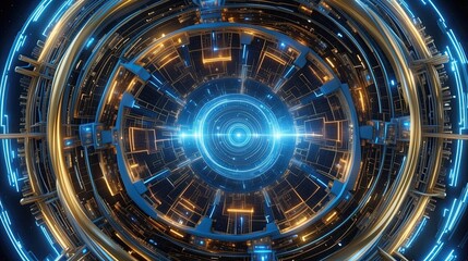 An intricately designed quantum computing core, pulsating with ethereal blue light. Its processing power surpasses all current supercomputers, holding the promise of solving complex global challenges 