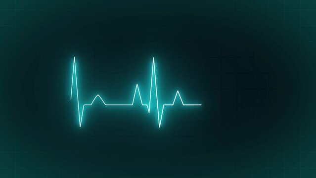 Glowing heart beat animation. animation of an ecg ekg display. Heart Rate Monitor Electrocardiogram Ekg Or Ecg Looping background. animation heartbeat line icon. heart pulse health care video footage