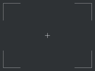 Camera frame viewfinder screen of photo, video recorder digital display with camera frames. Vector cross target illustration on black background