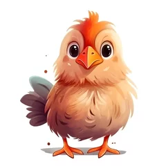 Fotobehang a cartoon of a chicken © alena