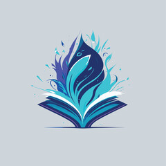 2d vector illustration logo about knowledge, writing and science with a book symbol