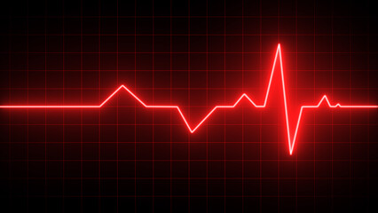 Emergency ekg monitoring. Blue glowing neon heart pulse. Heartbeat. Electrocardiogram