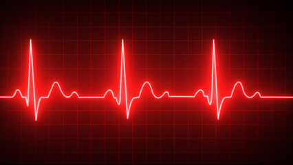 Emergency ekg monitoring. Blue glowing neon heart pulse. Heartbeat. Electrocardiogram