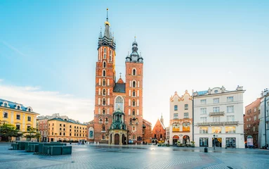 Foto auf Acrylglas Krakau Main Market Square in Krakow, Rynek Głowny, famous landmark in Krakow Poland.