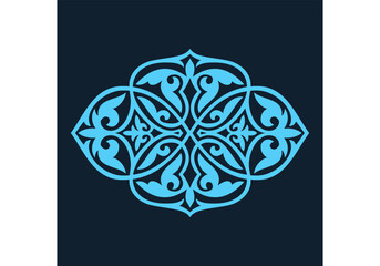 Round Pattern Mandala. Abstract design of Persian, Islamic, Turkish, Arabic vector circle floral ornamental border. Abstract Asian elements of the national pattern of the ancient nomads of the Kyrgyz