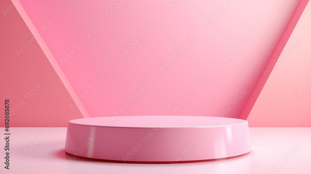 Aufkleber 3d realistic pastel pink pink pedestal with overlapping triangle background. elegant geometric patte